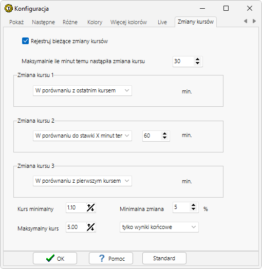 Zmiany kursów